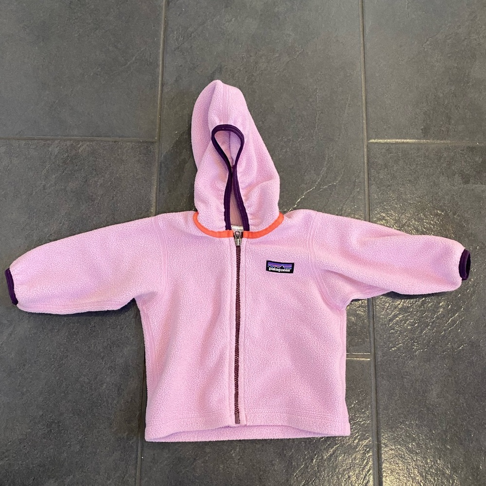 3-6 month girls Patagonia Pink Fleece Hoodie